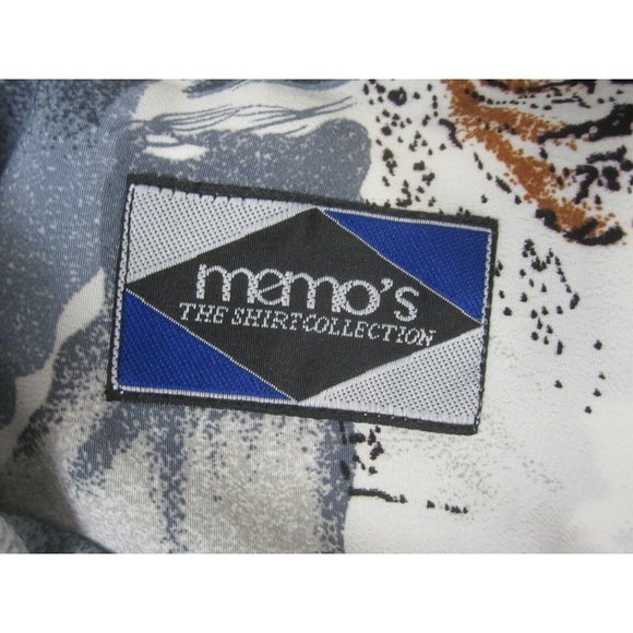 Memo's vintage 90s Men shirt CLUB/DISCO long sleeve pit to pit 24 abstract poly - Picture 8 of 8
